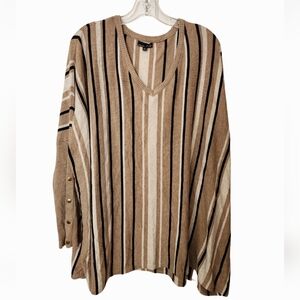 RXB Women's Beige and Cream Striped Sweater-XL